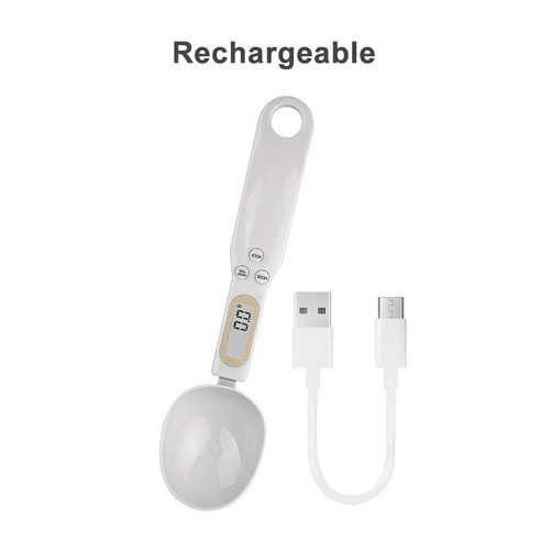 [ZL] 500g 디지털 측정 숟가락 LCD 디스플레이 주방 전자 음식 밀가루 규모 도구 0.1g/0.01oz 우유 커피 차에 대 한 정확한, 러시아, White(USB)