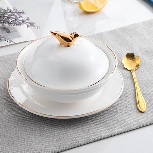 세라믹 프놈펜 얀 No Bowl 디저트 그릇 섬세한 Tremella Bowl 뷰티 살롱 가정용 설탕 워터 작은 그릇 유럽 코트 식기, (프놈펜) 제비 버드 컵 플레이트 벚꽃 스푼 180 m