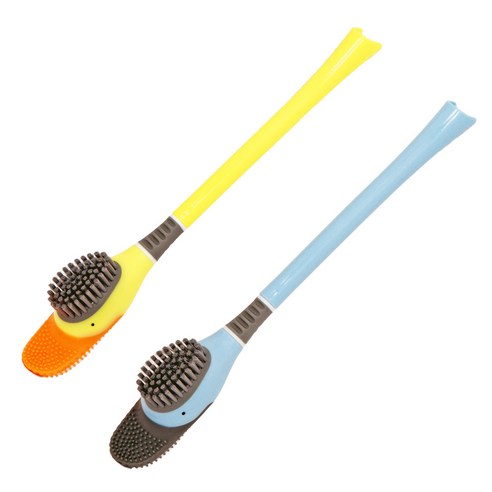 올인원 다용도 욕실 청소솔 벽걸이 커브 실리콘 변기 청소솔, 1개, Yellow