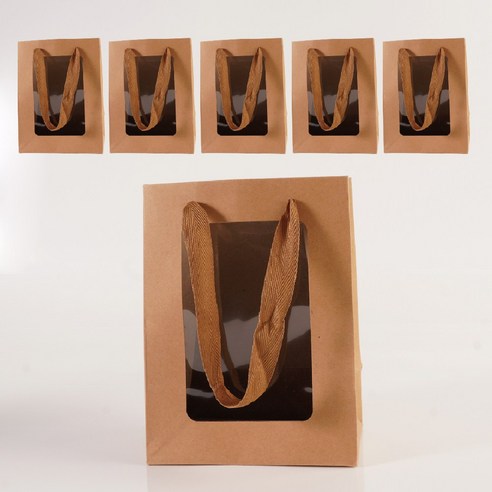 투명창 윈도우 미니 쇼핑백 어린이집 생일 답례품 구디백, 4.크라프트, 6개