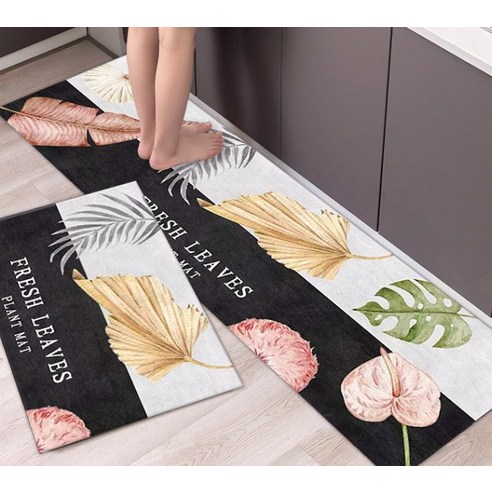 부엌 바닥 깔개 카펫 흡수 흡유 방수 방유 미끄럼 방지 패드 긴 줄 내장 세탁 면제 닦을 수 있다, L11