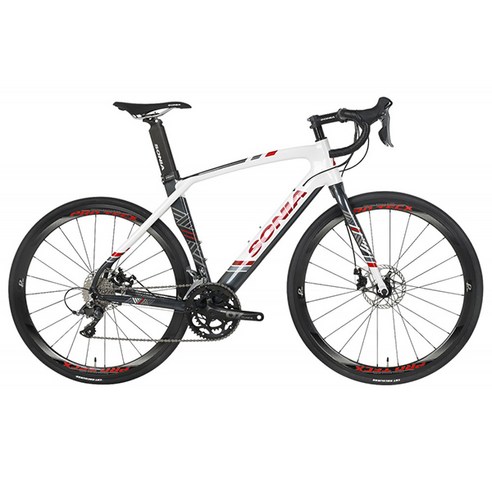 소니아 시마노 에어로 클라리스 알루미늄 디스크 브레이크 로드 자전거 510mm SR-1500D 미조립, 화이트 + 레드, 1개