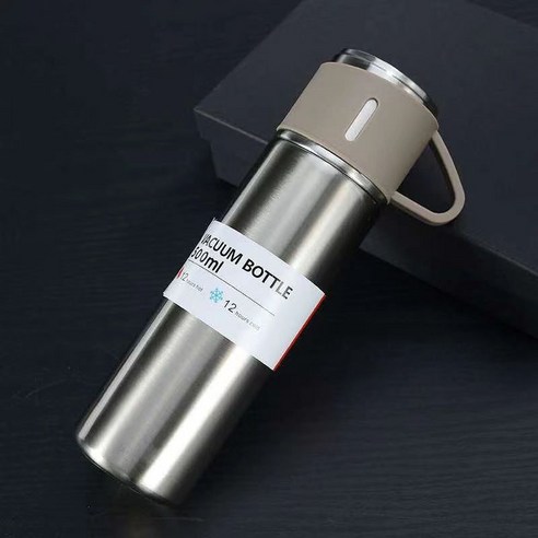 휴대용 손잡이 커버컵 스테인리스 텀블러 500ml, 1개, 스틸