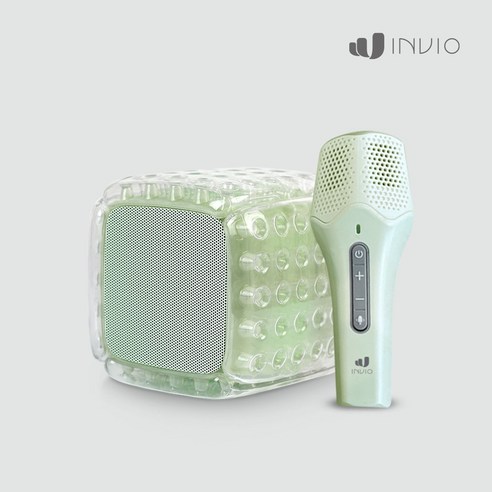 인비오 노래방 마이크 무선 블루투스 스피커 방수기능 INVIO AIR 등산 캠핑스피커, 그린(마이크 포함)
