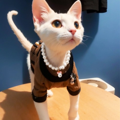 애완동물의 우아함을 돋보이게 하는 반짝이는 이펑 감미로운 반려동물 진주 목걸이