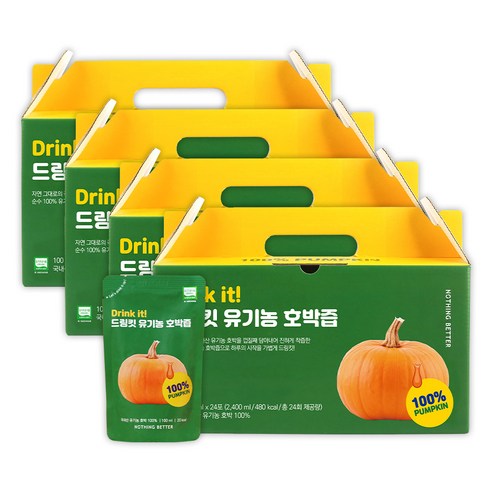 낫띵베럴 드링킷 유기농 호박즙 대용량 96포, 100ml, 96개