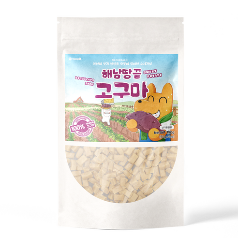 네이처알로 강아지 팔도 국내산 수제간식 육포 트릿, 2개, 150g, 고구마