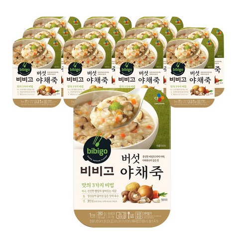 비비고 버섯 야채죽, 280g, 12개