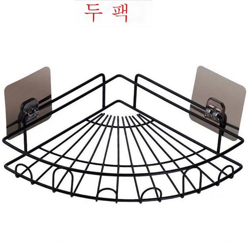 ZZJJC 논타공 욕실 주방 선반 삼각대 벽걸이 헴라인 화장실 화장실 정리 수납거들먹다, 블랙 투웨이 (노라인 스티커 4매)