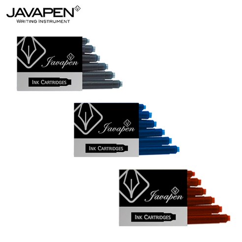 자바 만년필 리필카트리지 6개입 리필용품 병잉크, 흑색, 자바 만년필 잉크카트리지 6개입