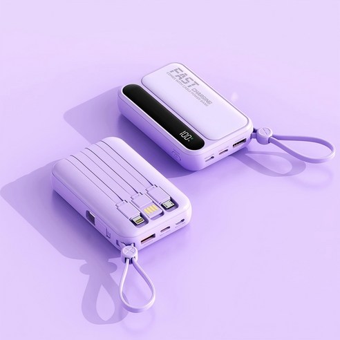 PYHO 보조배터리 충전용량 20000mAh 빠른 가벼운 휴대용 고속충전 잔량표시 고속충전, 자주색