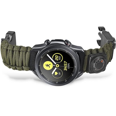 Oly 삼성 갤럭시 워치 4 밴드 44mm40mm와 호환 다기능 파라코드 20mm 시계 스트랩 클래식 46mm42mm Garmin Vivoactive 3갤럭시 액티브 2 44mm4, 블랙+카모_20mm(galaxy watch 3 41mm