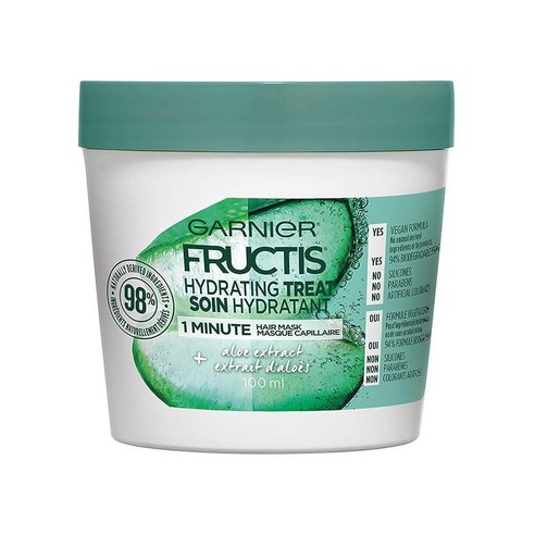 Garnier Fructis 하이드레이팅 1분 헤어 마스크 3팩 – 알로에 추출물 100ml (3.4온스) 
어린이화장품