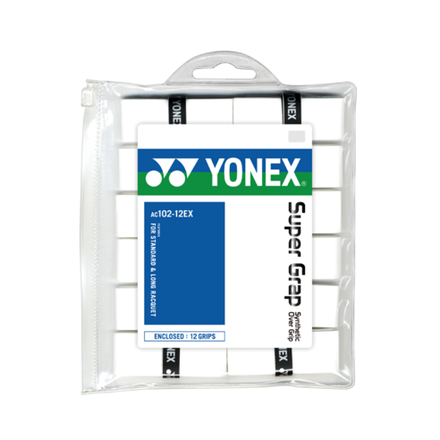 요넥스 배드민턴그립 AC102EX 12개입 선수용 오버그립(2가지 색상), 화이트
