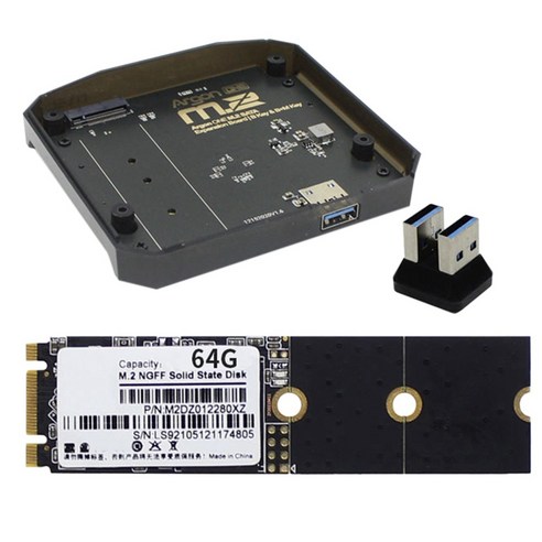 아르곤 1 M.2 확장 보드 케이스 USB 3.0 ~ M.2 SATA 어댑터 Raspberry PI 4B베이스 용 64GB SSD가있는 SSD, 보여진 바와 같이, 하나