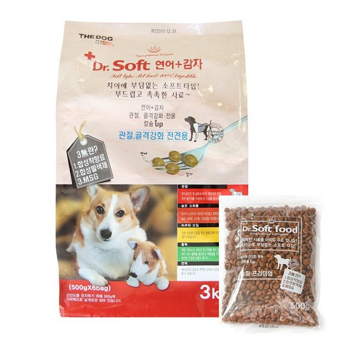 닥터소프트 전연령 강아지사료 소프트 사료 3kg 연어+감자, 연어+감자 3kg, 1개