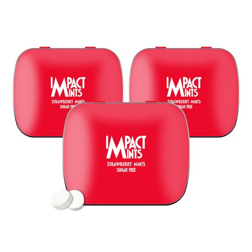 임팩트 민트 캔디 딸기 독일 무설탕 사탕, 3개, 14g