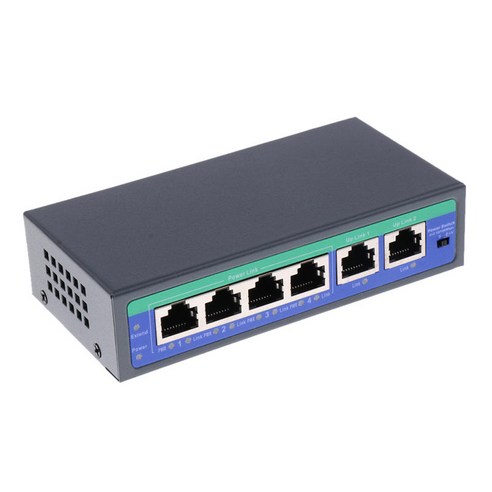 6포트 100Mbps 4 POE 포트 및 2 네트워크 LAN 스위치 어댑터 허브를 통한 업링크 전원, {"사이즈":"설명"}, {"색상":"블랙"}, {"수건소재":"설명"}