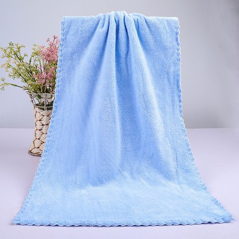 ZZJJC 코랄 타월 극세사 타월 드라이물수건, 75*35cm 【카드지], 무지 컷팅 블루