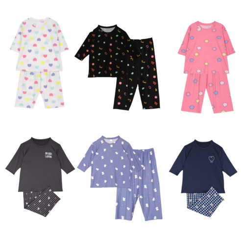 아기와 편안한 잠자리를 위한 7부 상하세트 아동잠옷