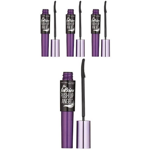 메이블린 더 폴시 푸쉬 업 앤젤 마스카라 9.8ml, Blackest Balck, 4개