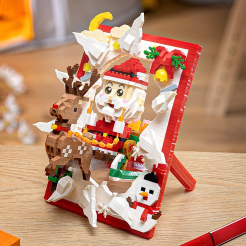 액자 산타 루돌프 눈사람 레고 호환블럭 인테리어 장식 소품