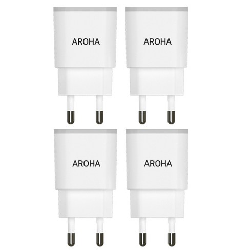 국산 아로하 2.1A 2USB 휴대폰 멀티 충전기 4개 1세트 MADE IN KOREA, 화이트