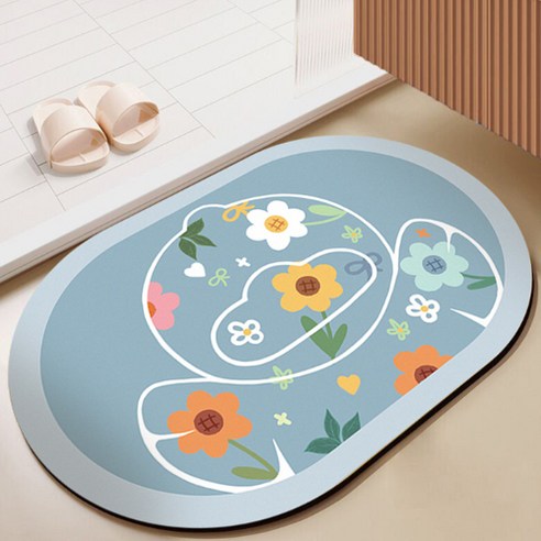 비기팬시 플라워애니멀 빨아쓰는 규조토 발매트 40*60cm, 블루덕, 1개