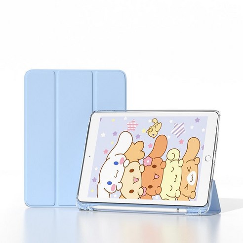 아이패드 케이스 태블릿 접이식 보호, 투명펜슬롯화이트아이스블루컬렉션플러스, 아이패드2021(10.2인치)