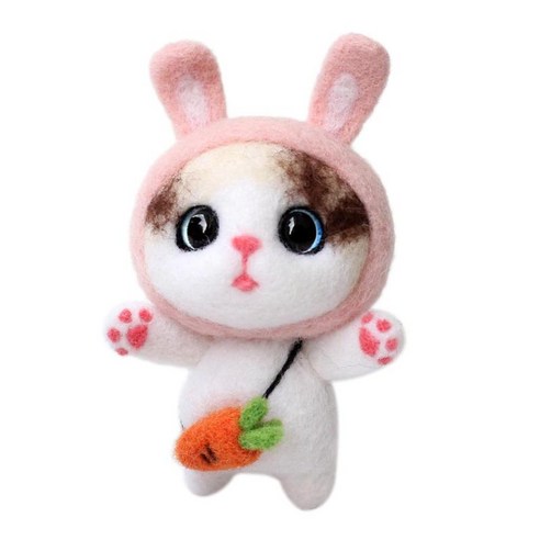 용 귀여운 펠팅 키트 초보자 동물 펠팅 키트, 핑크, 설명, 양모