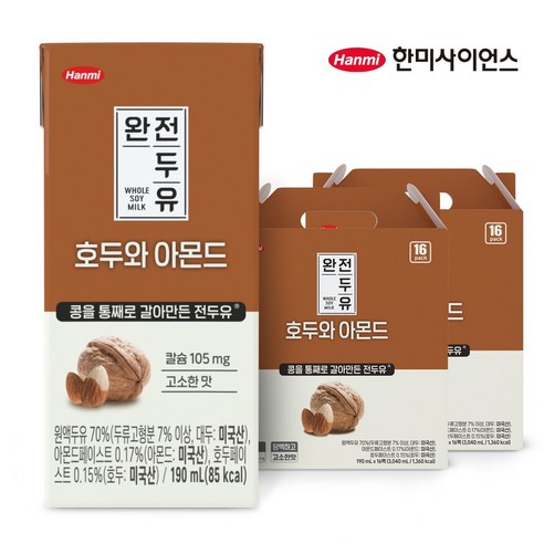 한미 완전두유 호두와 아몬드, 190ml, 32개