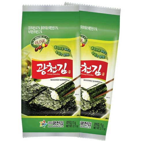 광천김 올리브 녹차 도시락김, 450g, 1개