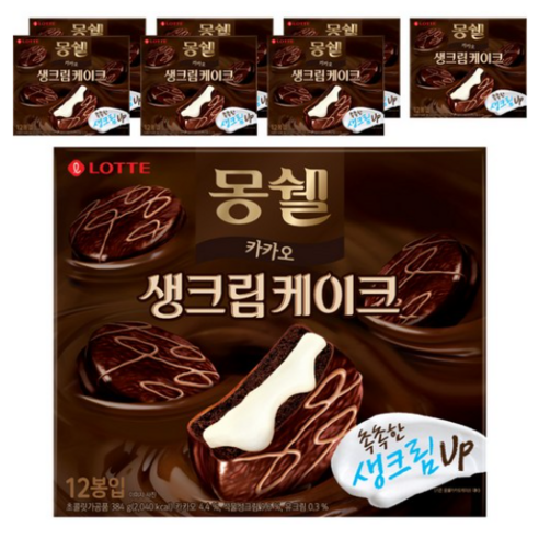 몽쉘 생크림케이크 카카오 12p, 408g, 3개