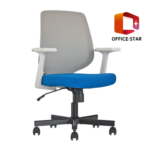 일본정품브랜드 OFFICE . STAR SMALL 사무용 의자 회의실용 학생용 컴퓨터 메쉬 체어, 흰색 +회색 + 청색