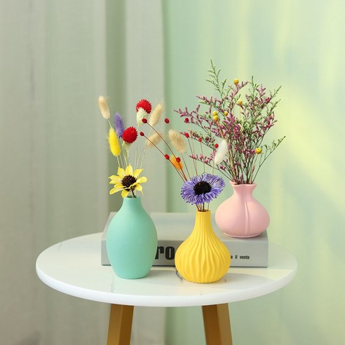 DFMEI 세라믹 마카롱 작은 꽃병 데스크탑 건조기 거실 작은 장식 북유럽 빛 럭셔리 홈 인테리어 꽃 침실, DFMEI ZH0608