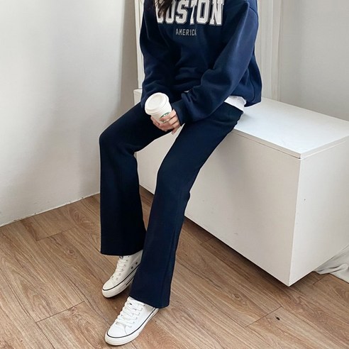 가비진 여성용 따뜻 융털 기모 밴딩 부츠컷 롱기장 팬츠