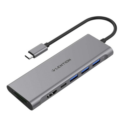 4K HDMI 호환 3USB 3.0 SD / 미니 리더 유형 C MacBook 용 Chaching 어댑터가있는 콜 C36B USB C 다중 포트 허브, 회색, 하나