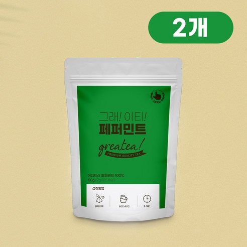 그래이티 Greatea 저온로스팅 페퍼민트차 삼각티백, 2g, 2g, 2개, 25개입