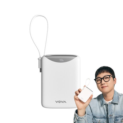 보바 고속충전 일체형 대용량 보조배터리 20000mAh 22.5W VA-122, 화이트