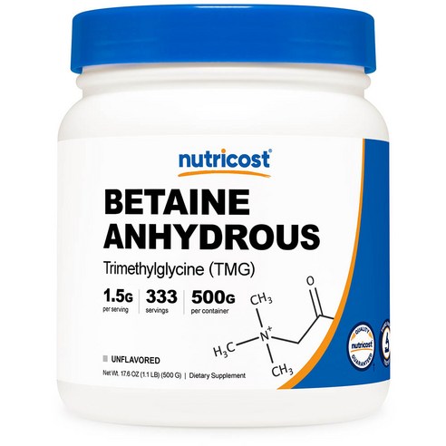Betaine Anhydrous Powder [500 GMS] 베타인 안히드러스 파우더 500g 1병, 330회분, 1개 ...