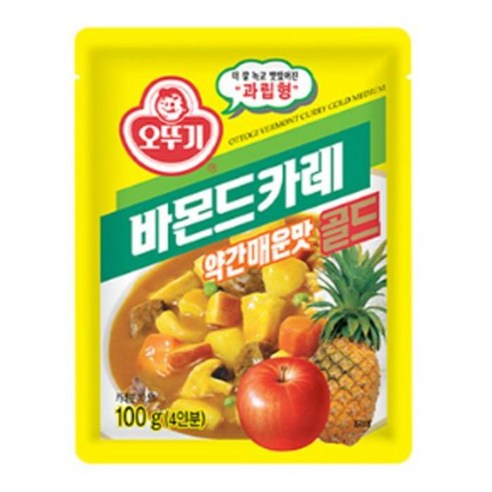 오뚜기 바몬드 카레 골드 약간매운맛 100G 약매, 1개