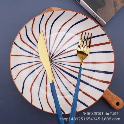 KORELAN8인치 일본식 쟁반 창의적 쟁반 쟁반 가정용 도자기 쟁반 인스타그램 빨간 쟁반 볶음 쟁반, 버드나무 줄기, 8인치 식판 60개씩