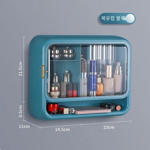 【DF】화장품 보관 상자 벽 마운트 펀치-무료 방 가정용 대용량 욕실 벽 마운트 욕실 스토리지 랙, 색깔1, 【DF】
