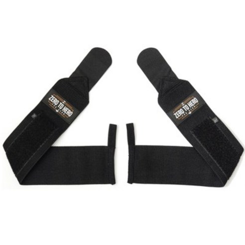 헬스 방수팩 힙색 세트 제로투히어로 헬스 손목보호대 wrist wrap Type2 기본형 Black, 1세트 스포츠/레저