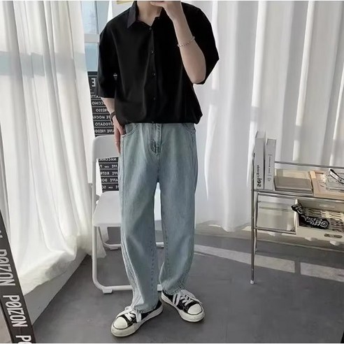 낸스 남성 오버핏 반팔 셔츠 3컬러 여름 데일리룩 루즈핏 기본 셔츠