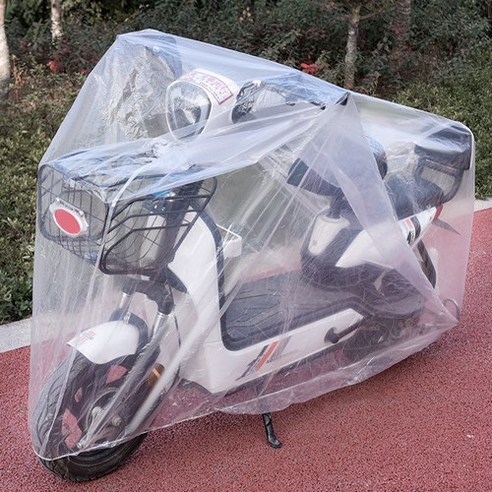 디엠몰 눈이오나 비가오나 녹슴방지 오토바이 자전거 바이크 보관 덮개 투명 비닐커버, 1장, M