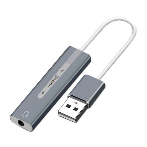 USB 외부 사운드 카드 3.5mm 오디오 인터페이스 마이크 헤드폰 어댑터, 1개, CHINA, 회색