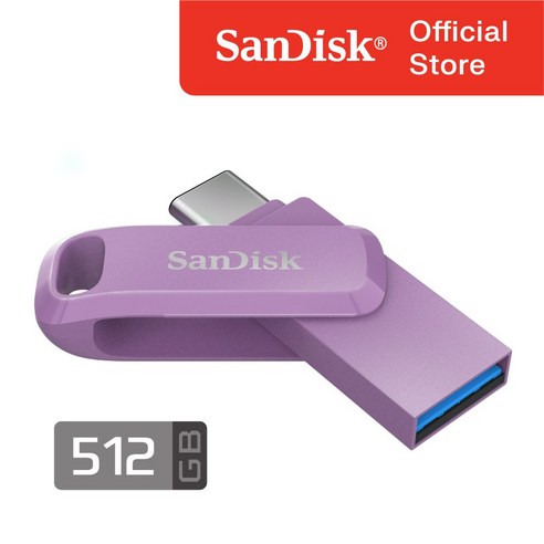 샌디스크 정품 울트라 듀얼 드라이브 고 512 GB 기가 SDDDC3 라벤더 퍼플 OTG, 512GB, 1개