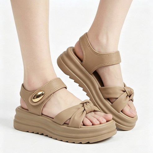 Modern Fashion 여성 벨크로 심플한 샌들 통굽 발편한 신발 X125