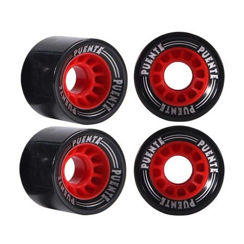 4 피스 스케이트 보드 휠 70x51mm 교체 롱 보드 휠 베어링과 스페이서 세트, 검정, PU